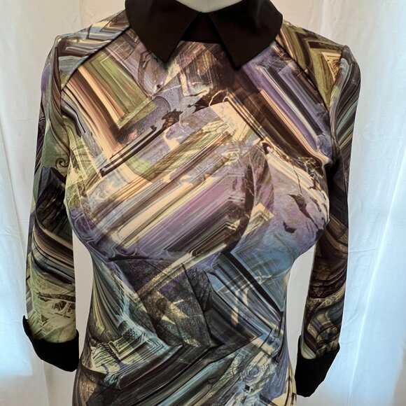 Ted Baker Dress Size 0 Abstract design 3/4 sleeve dress - Picture 2 of 12